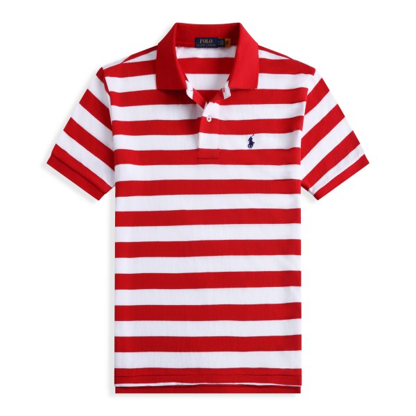 Striped pony logo short-sleeved polo shirt