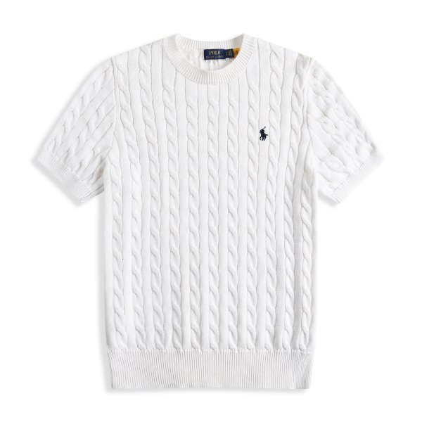 Short-sleeved round-neck horse-patterned knitted shirt