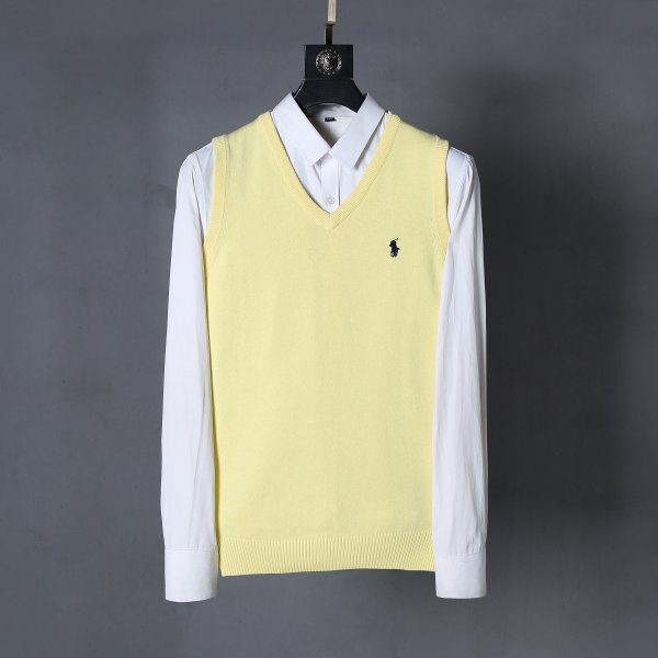 Sleeveless V-neck knitted vest with horse logo