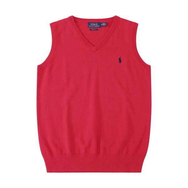 Sleeveless V-neck knitted vest with horse logo