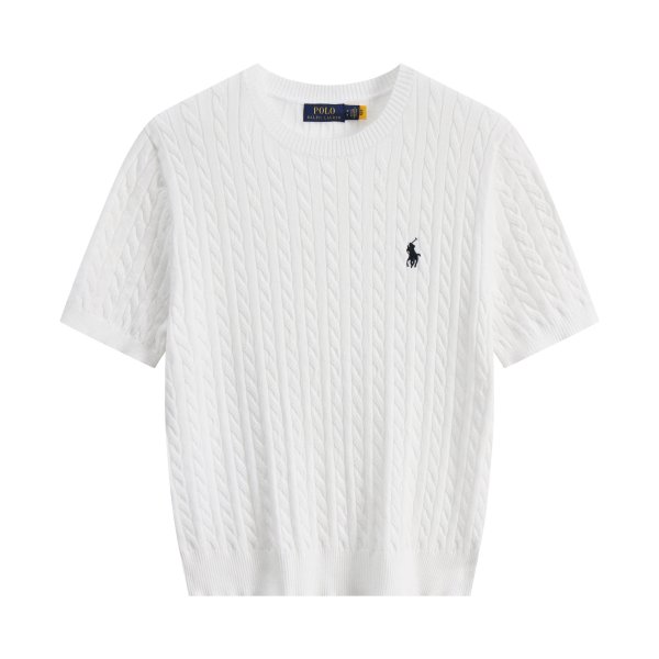 Short-sleeved round-neck horse-patterned knitted sweater