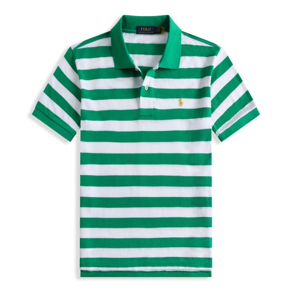 Striped pony logo short-sleeved polo shirt