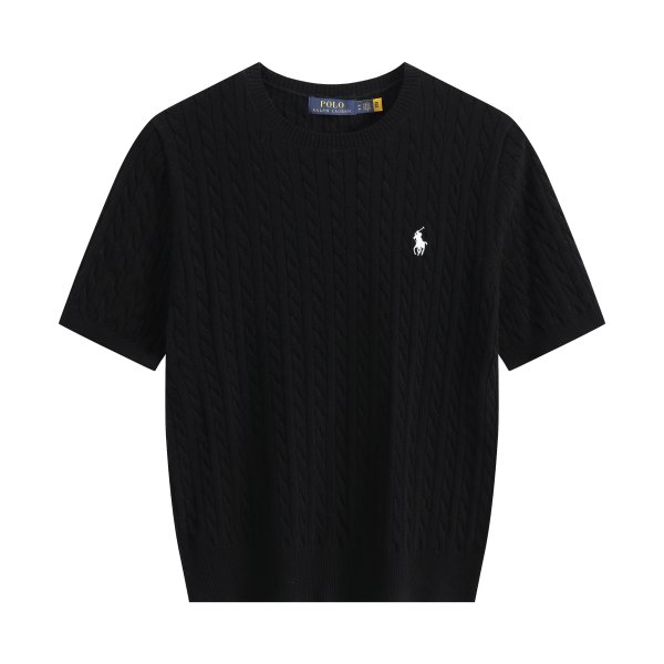 Short-sleeved round-neck horse-patterned knitted sweater
