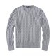 Long-sleeved V-neck knitted sweater with horse logo