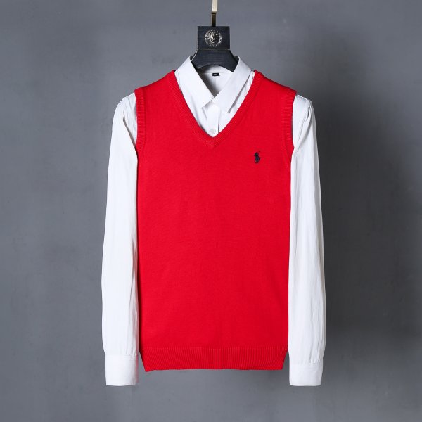Sleeveless V-neck knitted vest with horse logo