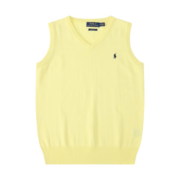 Sleeveless V-neck knitted vest with horse logo
