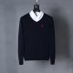Long-sleeved V-neck knitted sweater with horse logo